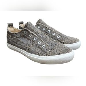 Corkys Tweed Tan White Slip On Laceless Sneakers Womans Size 10 Low Top